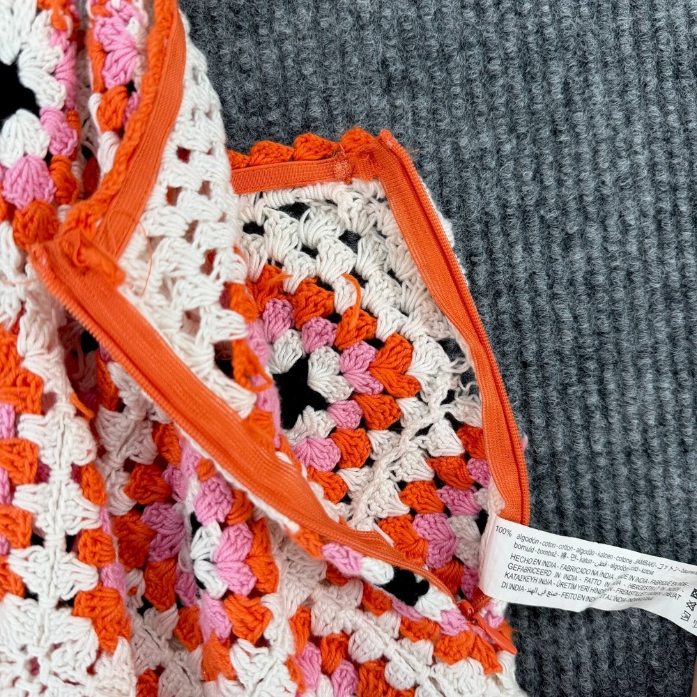 Bershka women's crochet granny square cutout halter dress size Medium festival - Picture 5 of 11